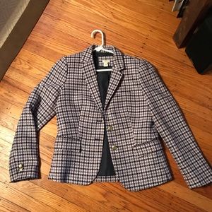 J. Crew Purple Houndstooth Schoolboy Blazer
